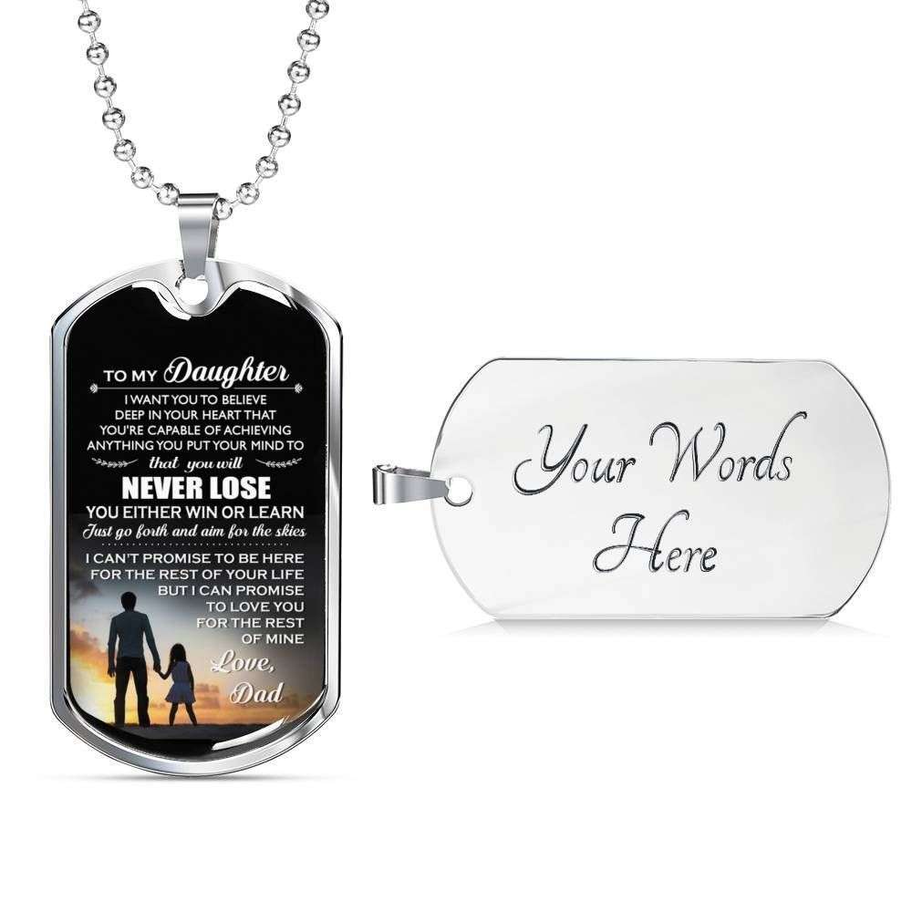 Daughter Dog Tag Custom Picture, Dad Gift For Daughter Engraved Dog Tag Necklace You’Ll Never Lose Dughter's Day Rakva