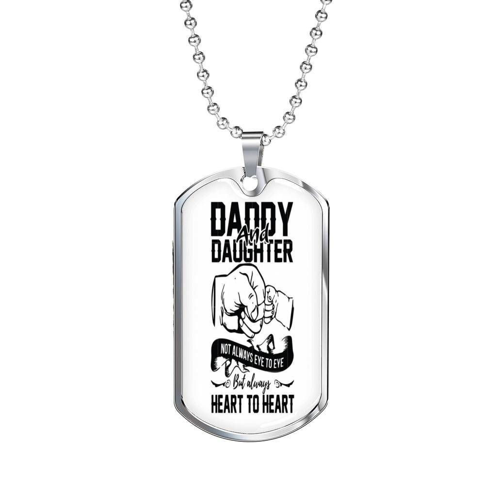 Daughter Dog Tag Custom Picture, Daddy And Daughter Heart Heart To Heart Dog Tag Necklace For Daughter Dughter's Day Rakva