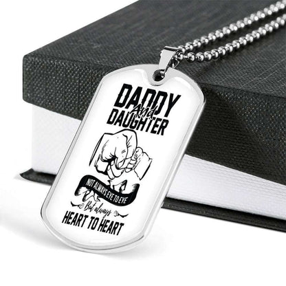 Daughter Dog Tag Custom Picture, Daddy And Daughter Heart Heart To Heart Dog Tag Necklace For Daughter Dughter's Day Rakva