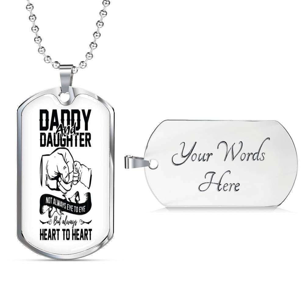 Daughter Dog Tag Custom Picture, Daddy And Daughter Heart Heart To Heart Dog Tag Necklace For Daughter Dughter's Day Rakva