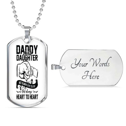 Daughter Dog Tag Custom Picture, Daddy And Daughter Heart Heart To Heart Dog Tag Necklace For Daughter Dughter's Day Rakva