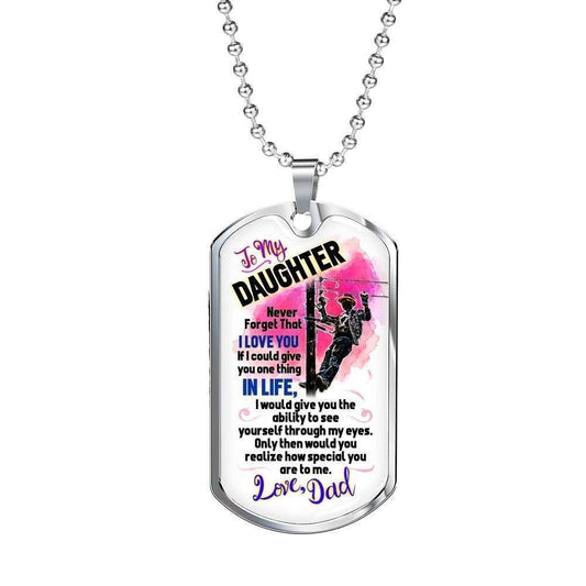 Daughter Dog Tag Custom Picture, Dog Tag Necklace Gift For Lineman’S Daughter Never Forget I Love You Dughter's Day Rakva