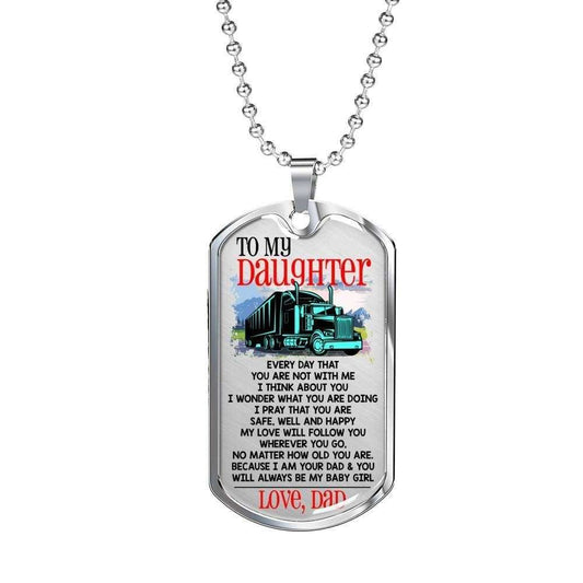 Daughter Dog Tag Custom Picture, Gift For Trucker’S Daughter “ Premium Dog Tag Necklace Dughter's Day Rakva