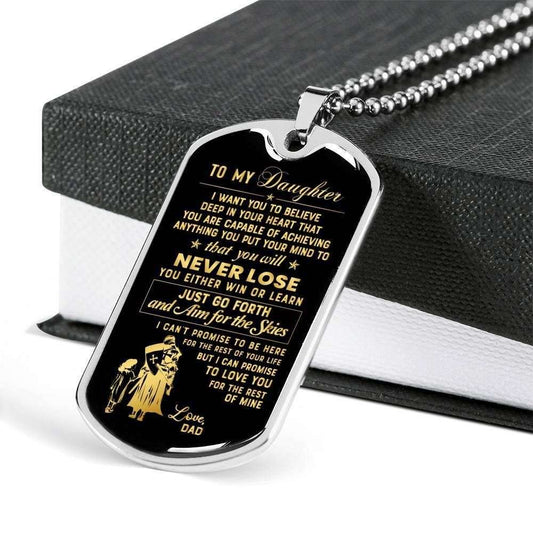 Daughter Dog Tag Custom Picture, Go Forth And Aim For The Skies Dog Tag Necklace Dad Gift For Daughter Dughter's Day Rakva