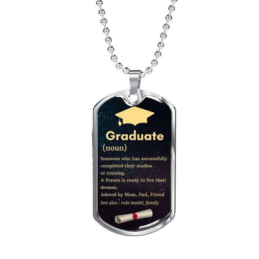 Daughter Dog Tag Custom Picture, Graduate A Person Is Ready To Live Their Dreams Dog Tag Necklace For Daughter Dughter's Day Rakva