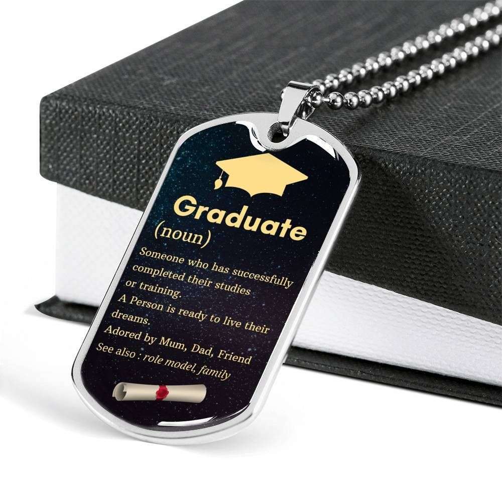 Daughter Dog Tag Custom Picture, Graduate A Person Is Ready To Live Their Dreams Dog Tag Necklace For Daughter Dughter's Day Rakva