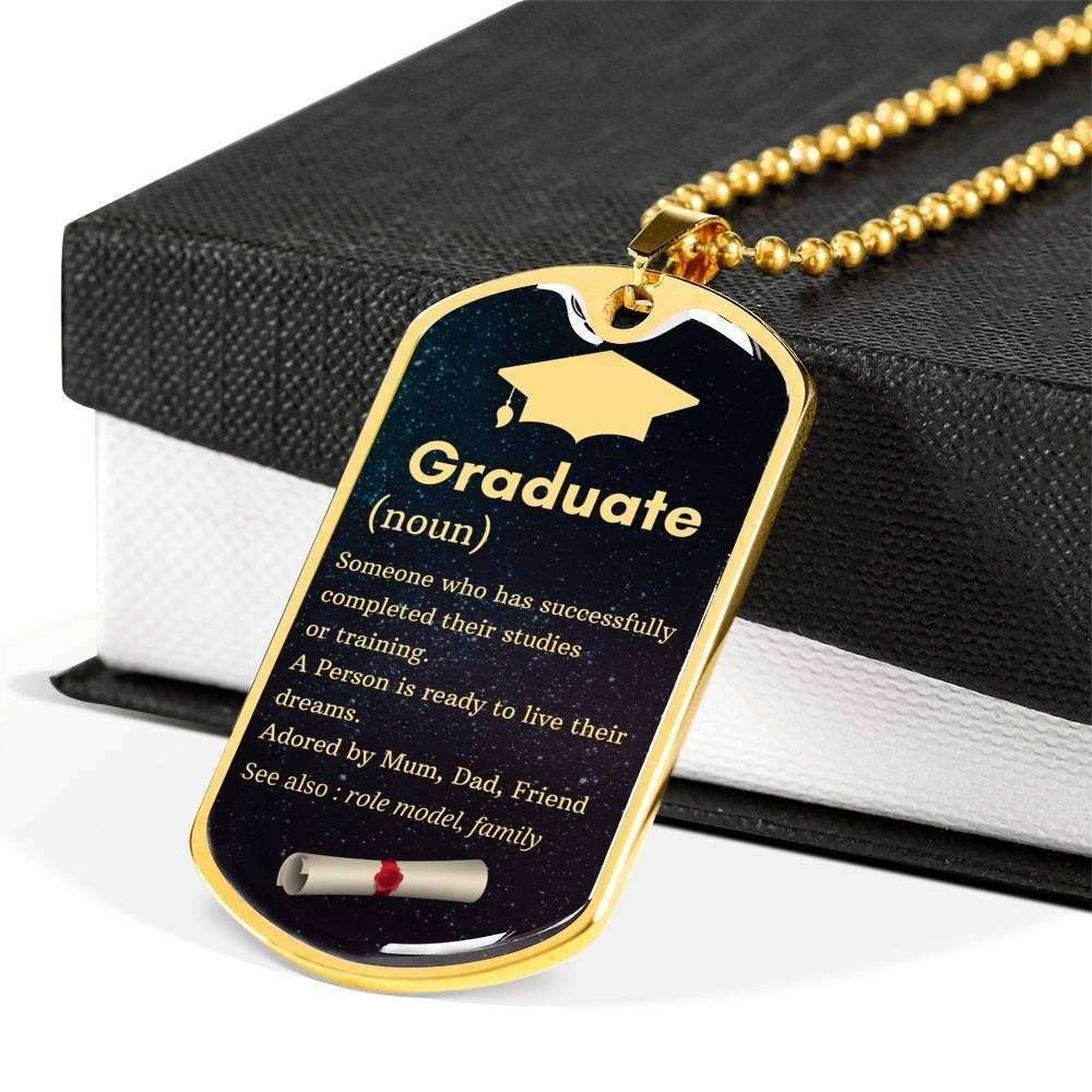 Daughter Dog Tag Custom Picture, Graduate A Person Is Ready To Live Their Dreams Dog Tag Necklace For Daughter Dughter's Day Rakva