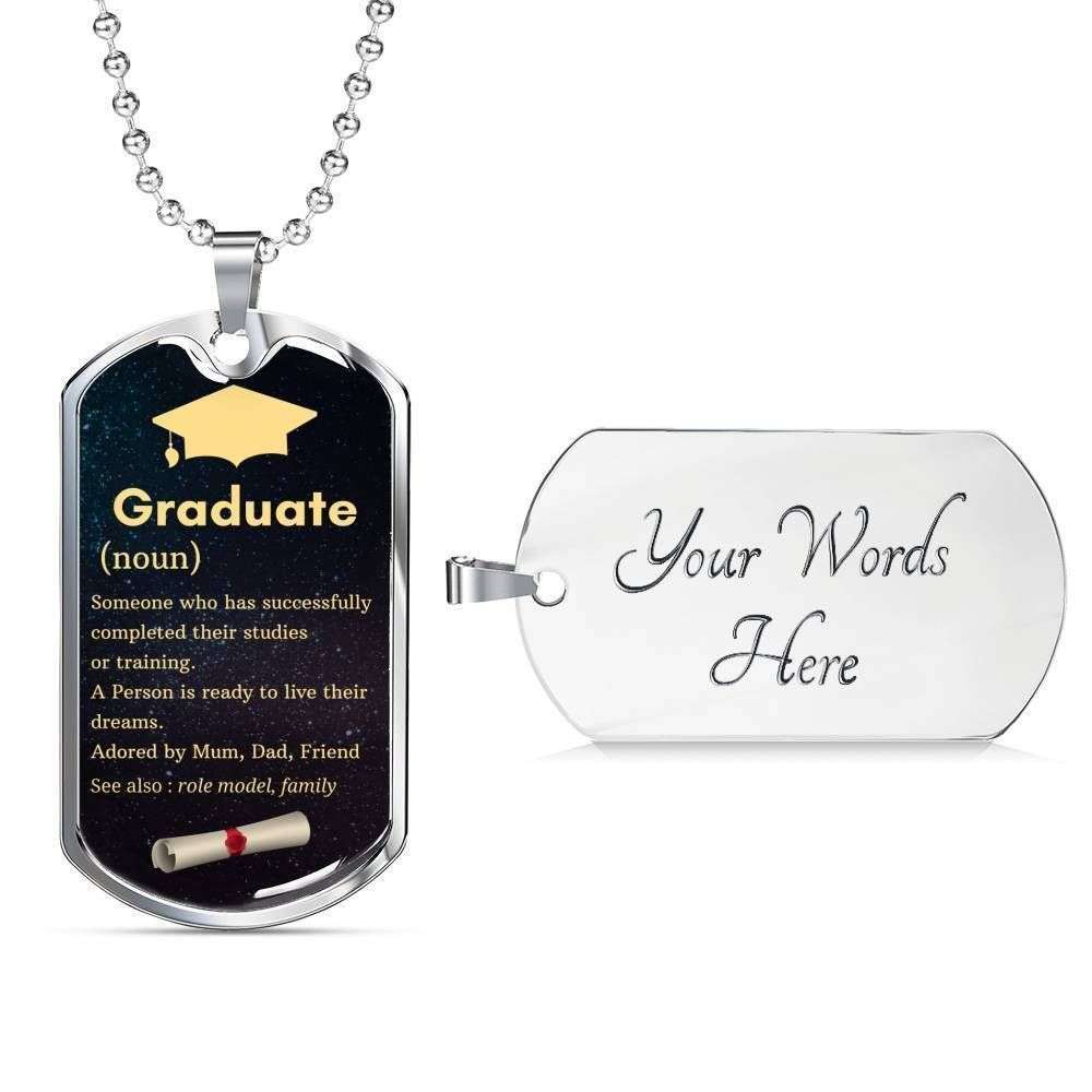 Daughter Dog Tag Custom Picture, Graduate A Person Is Ready To Live Their Dreams Dog Tag Necklace For Daughter Dughter's Day Rakva