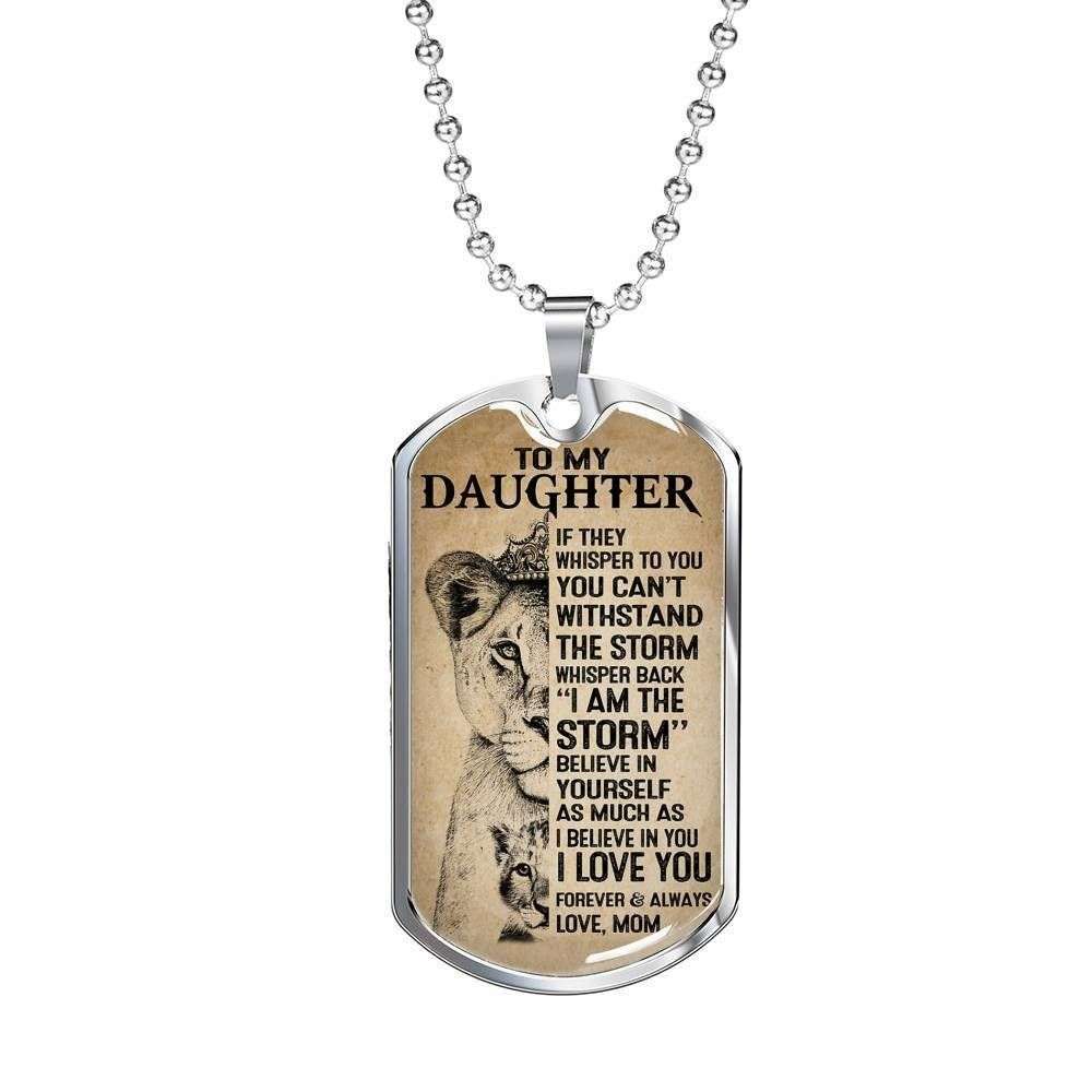 Daughter Dog Tag Custom Picture, I Am The Storm Dog Tag Necklace For Daughter Dughter's Day Rakva