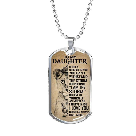 Daughter Dog Tag Custom Picture, I Am The Storm Dog Tag Necklace For Daughter Dughter's Day Rakva