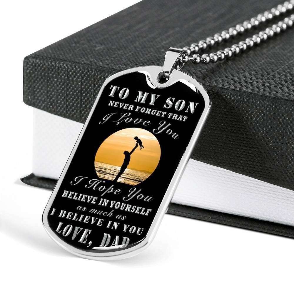 Daughter Dog Tag Custom Picture, Love Mom Never Forget That I Love You Dog Tag Military Chain Necklace Dughter's Day Rakva