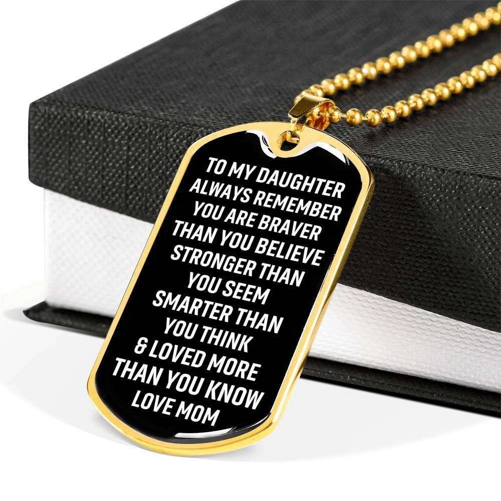 Daughter Dog Tag Custom Picture, Loved More Than You Know Dog Tag Military Chain Necklace For Daughter Dughter's Day Rakva
