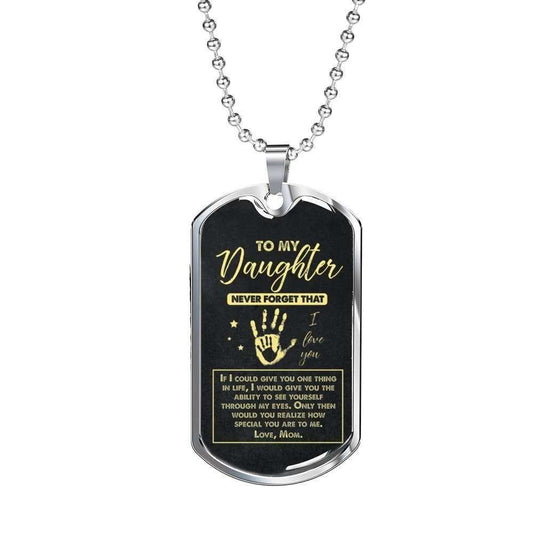 Daughter Dog Tag Custom Picture, Mother And Daughter Necklace “ Love, Mom Dughter's Day Rakva