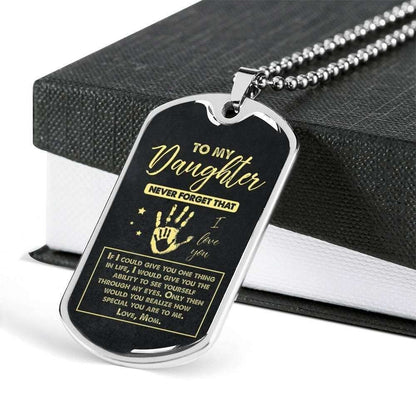 Daughter Dog Tag Custom Picture, Mother And Daughter Necklace “ Love, Mom Dughter's Day Rakva