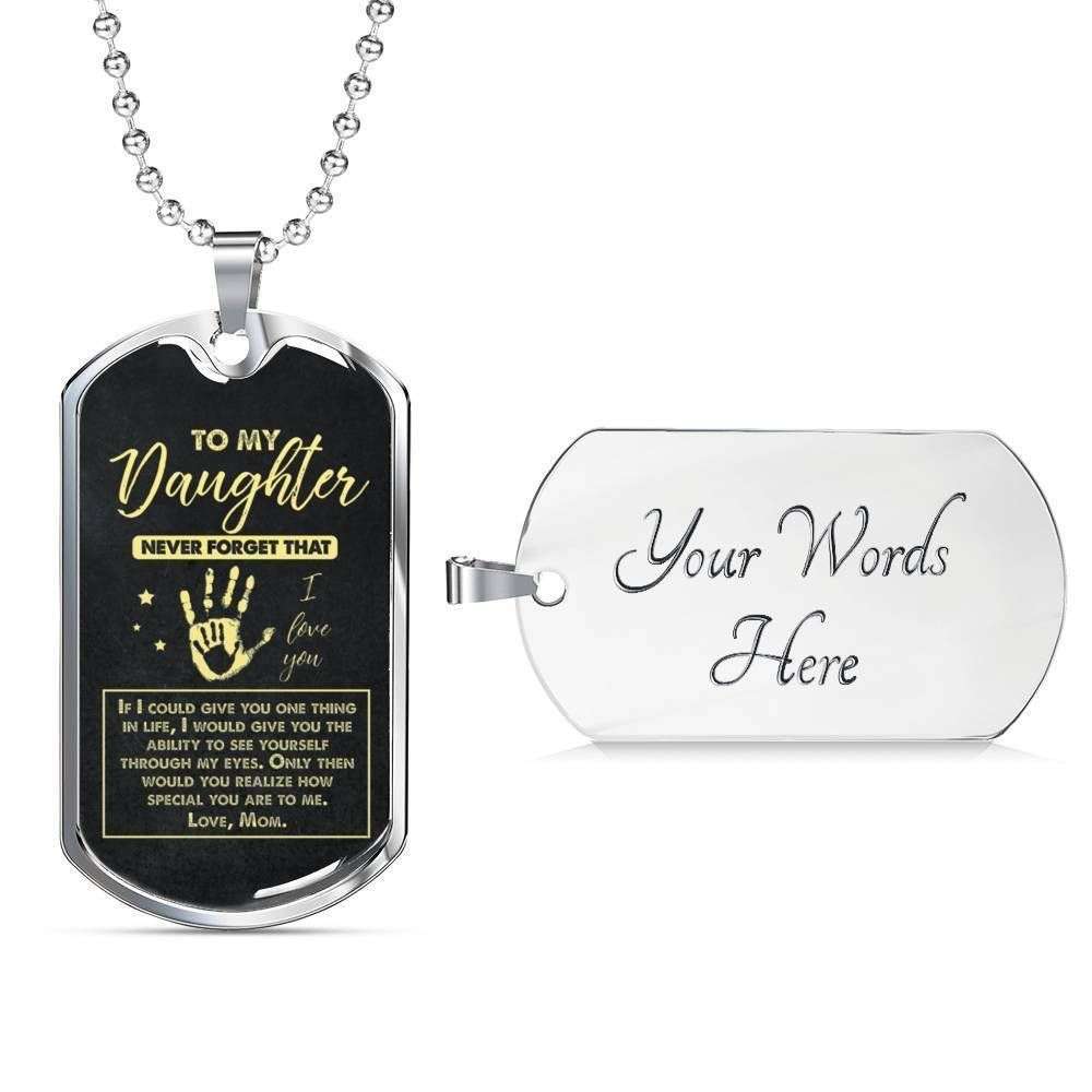 Daughter Dog Tag Custom Picture, Mother And Daughter Necklace “ Love, Mom Dughter's Day Rakva