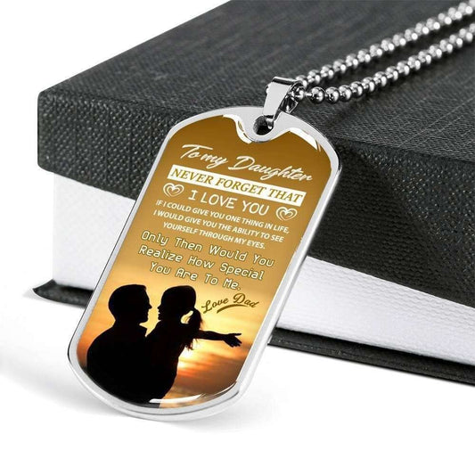 Daughter Dog Tag Custom Picture, Never Forget That I Love You Dog Tag Military Chain Necklace For Daughter Dughter's Day Rakva