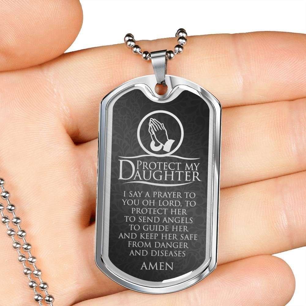 Daughter Dog Tag Custom Picture, Protect My Daughter- Dog Tag Military Chain Necklace Dughter's Day Rakva