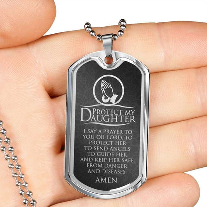 Daughter Dog Tag Custom Picture, Protect My Daughter- Dog Tag Military Chain Necklace Dughter's Day Rakva