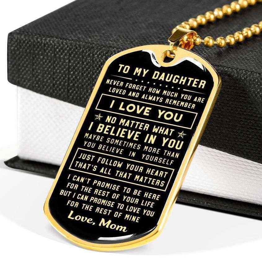 Daughter Dog Tag Custom Picture, To My Daughter Always Remember I Love You Dog Tag Military Chain Necklace Dughter's Day Rakva