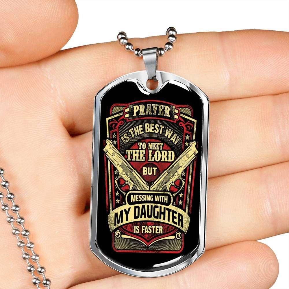 Daughter Dog Tag, Custom Picture To My Daughter Is Faster Dog Tag Military Chain Necklace Gift For Daughter Dog Tag Gifts For Daughter Rakva
