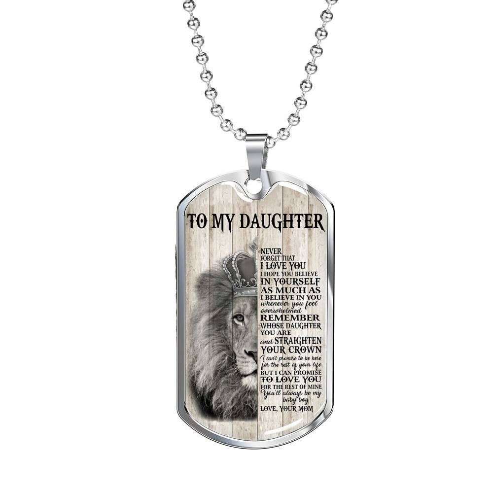 Daughter Dog Tag Custom Picture, To My Daughter Never Forget That I Love You Dog Tag Military Chain Necklace Dughter's Day Rakva
