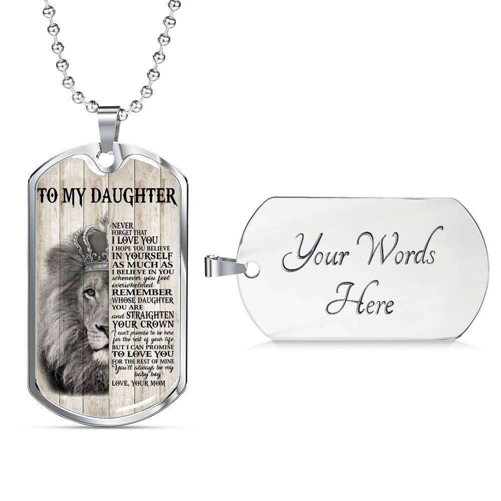 Daughter Dog Tag Custom Picture, To My Daughter Never Forget That I Love You Dog Tag Military Chain Necklace Dughter's Day Rakva