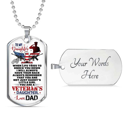 Daughter Dog Tag, Custom Picture You’Re A Veteran Daughter Dog Tag Military Chain Necklace For Daughter Dog Tag Gifts For Daughter Rakva