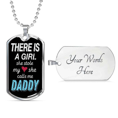 Daughter Dog Tag, There’S A Girl She Stole My Heart Dog Tag Military Chain Necklace For Daughter Dughter's Day Rakva