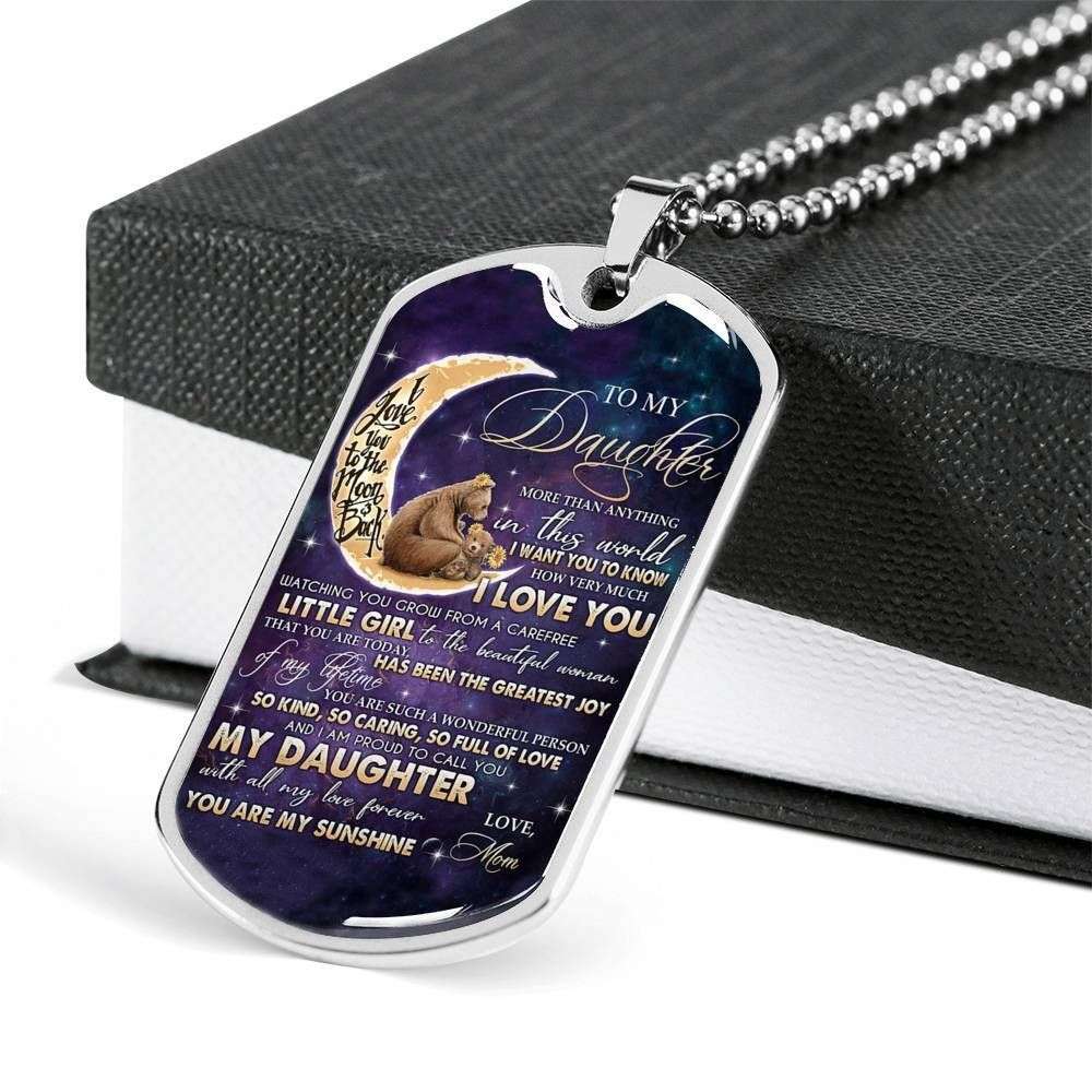 Daughter Dog Tag, To My Daughter More Than Anything In This World Dog Tag Military Chain Necklace Dughter's Day Rakva