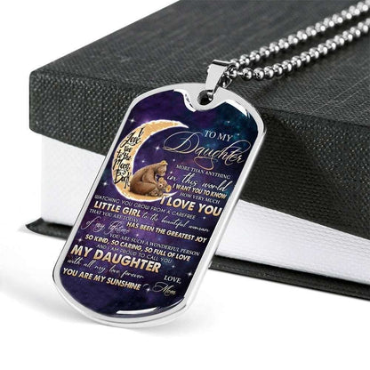 Daughter Dog Tag, To My Daughter More Than Anything In This World Dog Tag Military Chain Necklace Dughter's Day Rakva