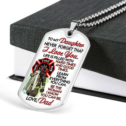 Daughter Dog Tag,Learn From Everything You Can Dog Tag Military Chain Necklace For Daughter Dughter's Day Rakva