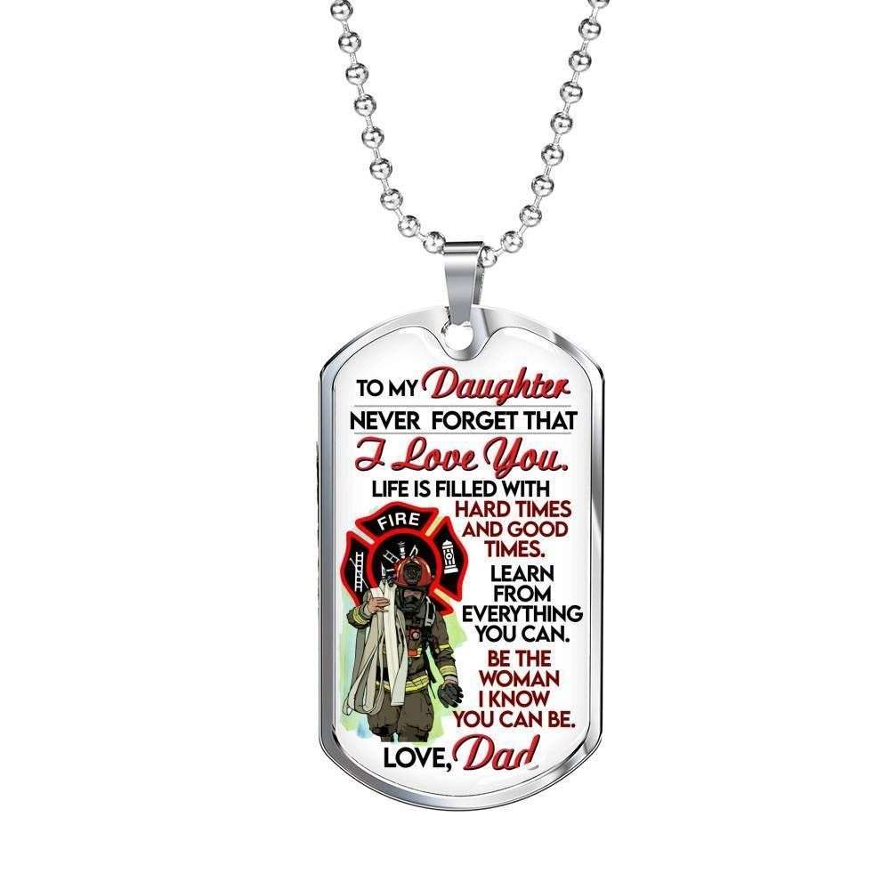 Daughter Dog Tag,Learn From Everything You Can Dog Tag Military Chain Necklace For Daughter Dughter's Day Rakva