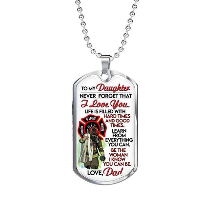 Daughter Dog Tag,Learn From Everything You Can Dog Tag Military Chain Necklace For Daughter Dughter's Day Rakva