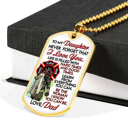Daughter Dog Tag,Learn From Everything You Can Dog Tag Military Chain Necklace For Daughter Dughter's Day Rakva