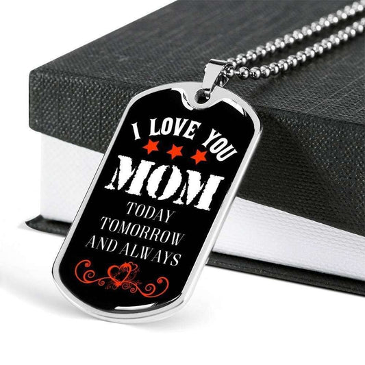 Daughter Dog Tag,Love Mom-Engraved Dog Tag Military Chain Necklace Pendant Dughter's Day Rakva