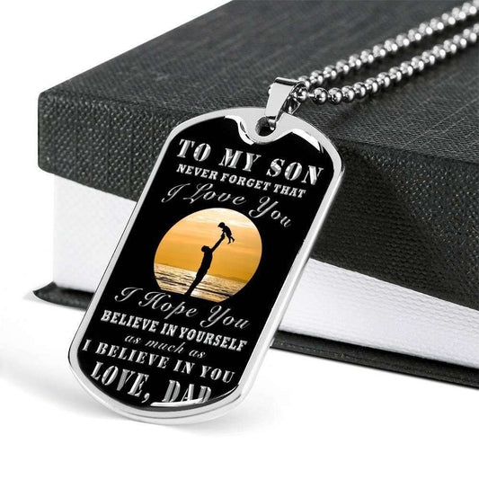 Daughter Dog Tag,Love Mom Never Forget That I Love You Dog Tag Military Chain Necklace Dughter's Day Rakva