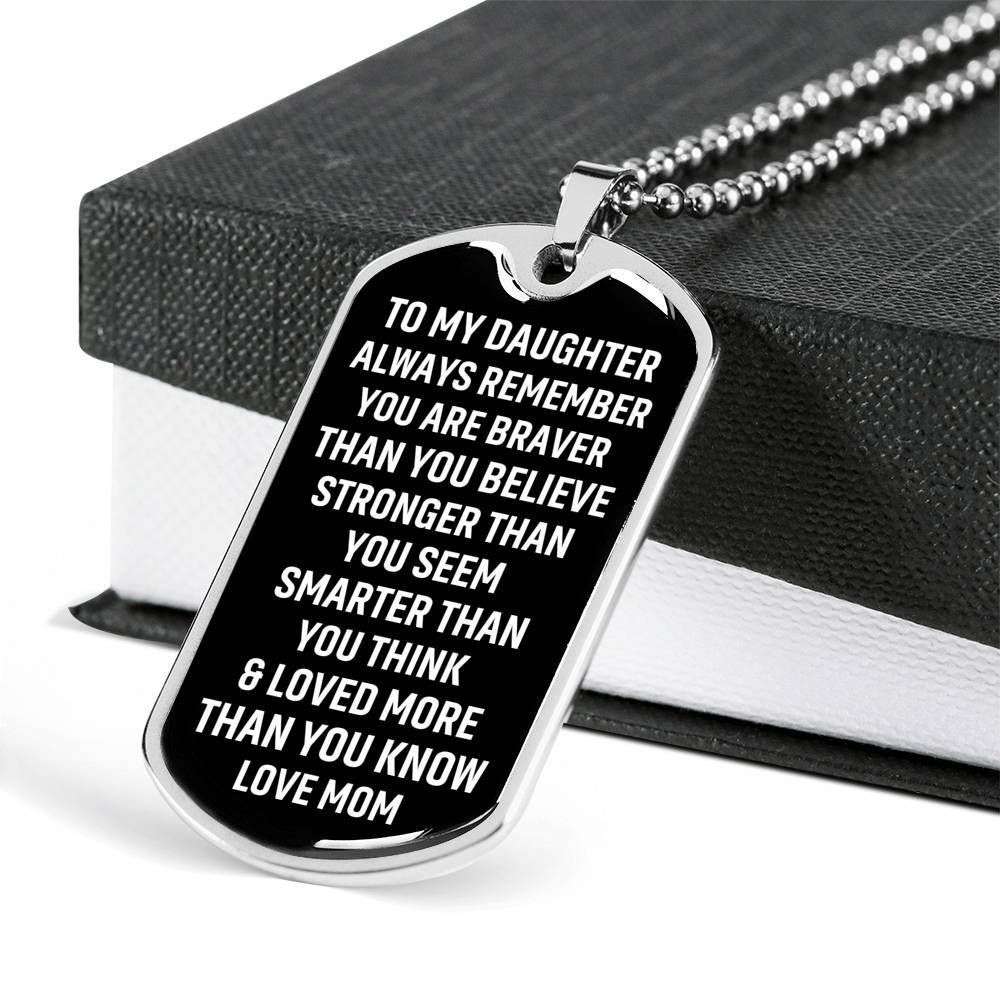 Daughter Dog Tag,Loved More Than You Know Dog Tag Military Chain Necklace For Daughter Dughter's Day Rakva