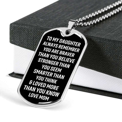 Daughter Dog Tag,Loved More Than You Know Dog Tag Military Chain Necklace For Daughter Dughter's Day Rakva