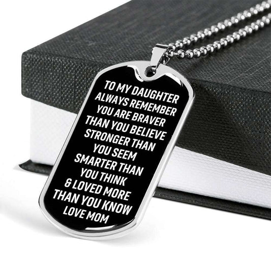 Daughter Dog Tag,Loved More Than You Know Dog Tag Military Chain Necklace For Daughter Dughter's Day Rakva