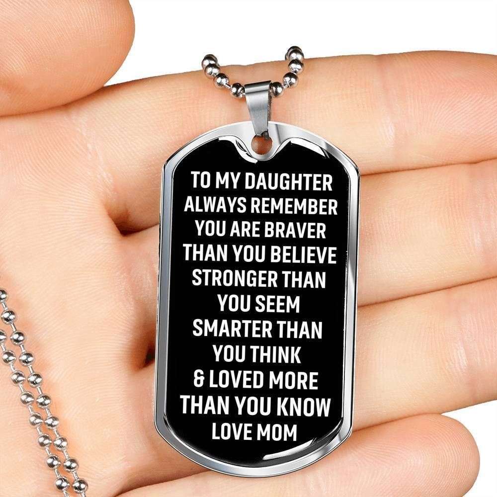 Daughter Dog Tag,Loved More Than You Know Dog Tag Military Chain Necklace For Daughter Dughter's Day Rakva
