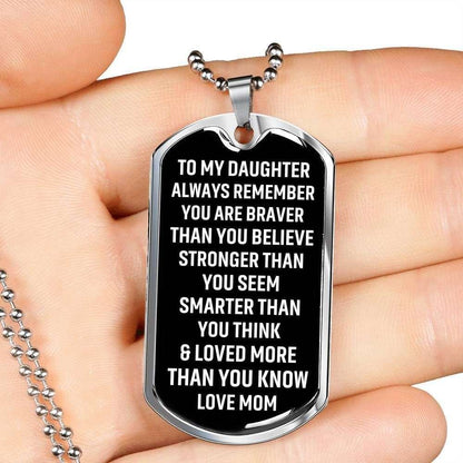 Daughter Dog Tag,Loved More Than You Know Dog Tag Military Chain Necklace For Daughter Dughter's Day Rakva