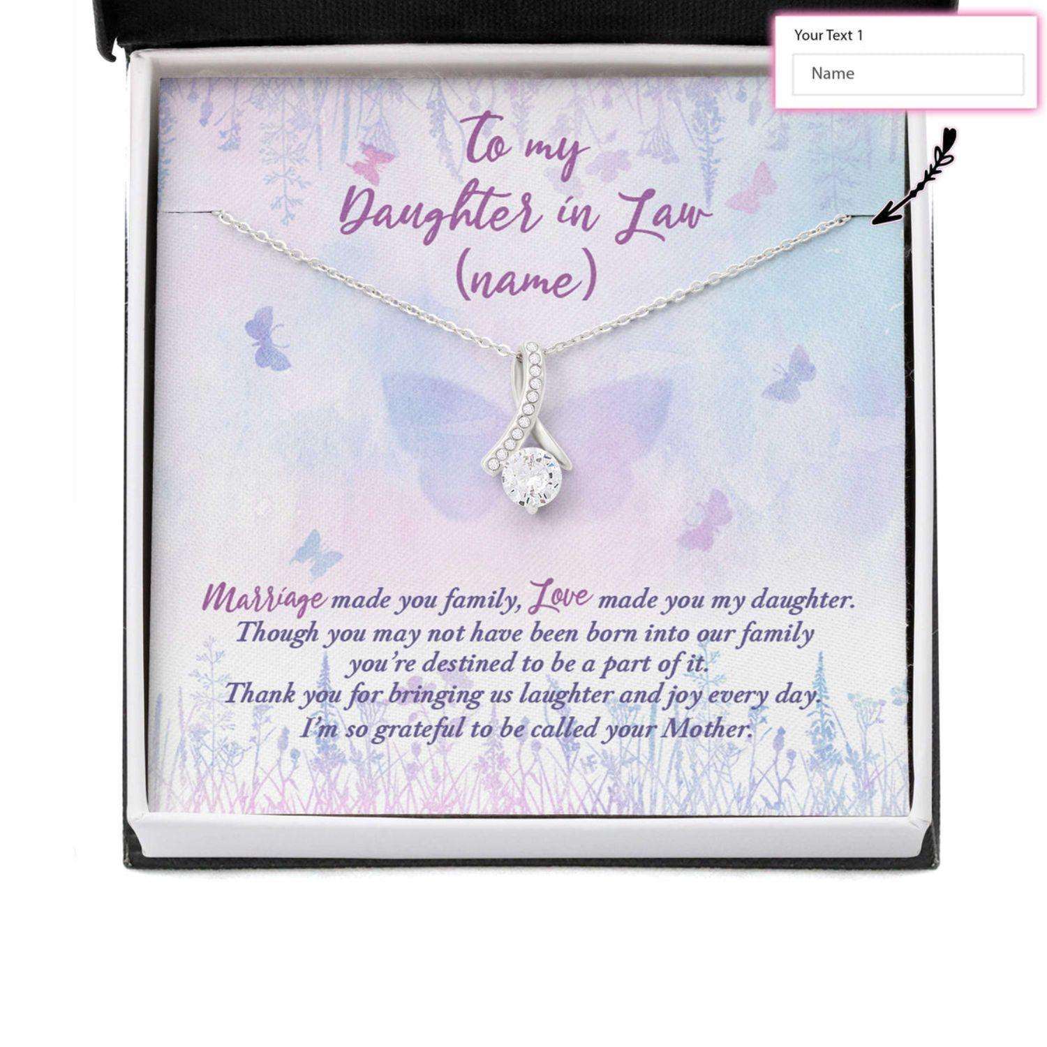 Daughter In Law Necklace, Gift For Mother’S Day From Mother In Law, Custom Heartfelt Message Card Dughter's Day Rakva