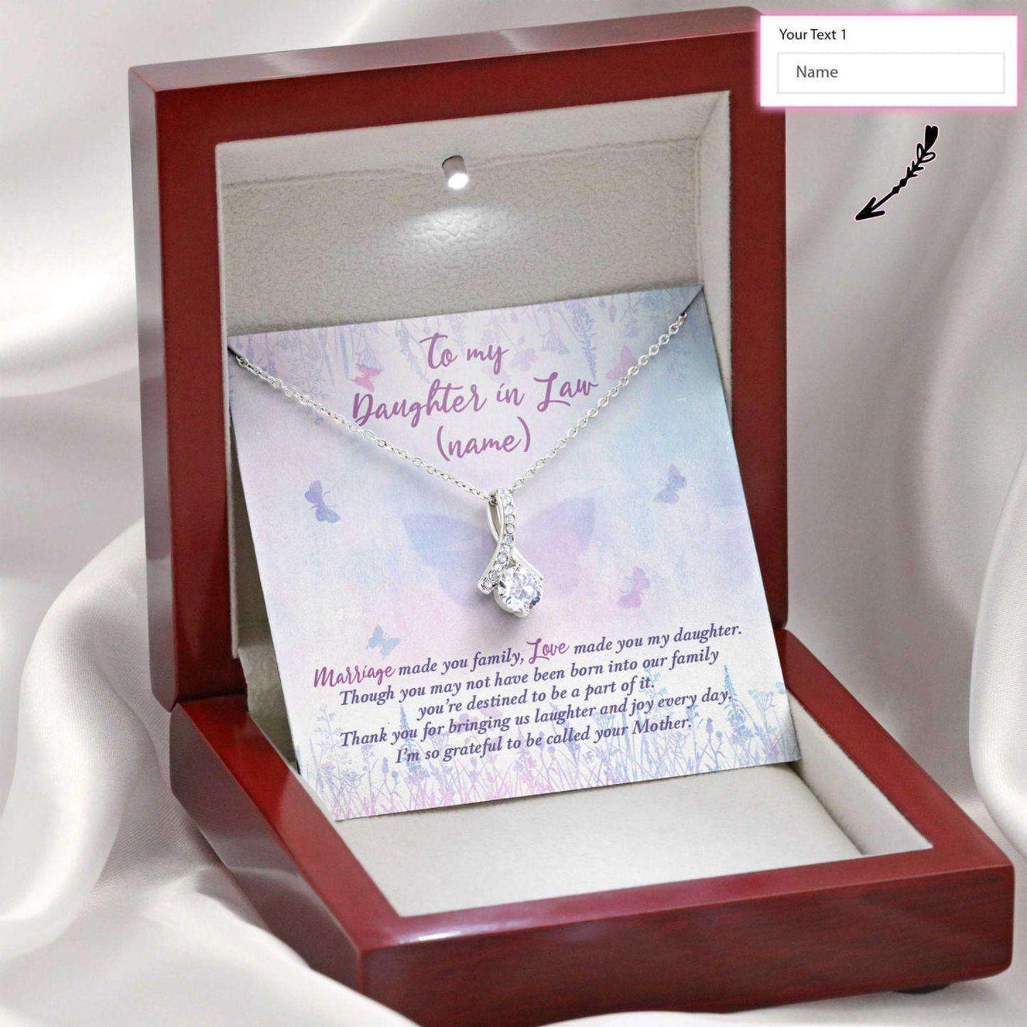 Daughter In Law Necklace, Gift For Mother’S Day From Mother In Law, Custom Heartfelt Message Card Dughter's Day Rakva