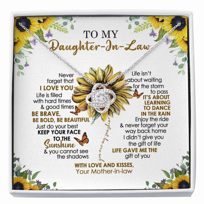 Daughter-In-Law Necklace, To My Daughter-In-Law Necklace “ Necklace Gift For Daughter-In-Law Sunflower “ Love Knot Dughter's Day Rakva