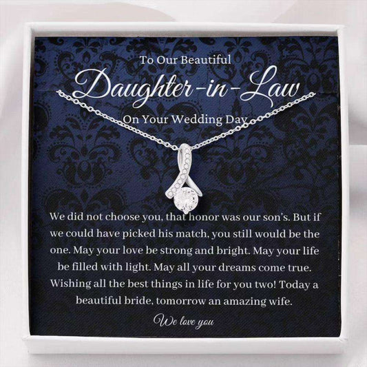 Daughter-In-Law Necklace, To Our Daughter-In-Law Wedding Day Necklace Gift, To Bride From Parents-In-Law Gift For Bride Rakva