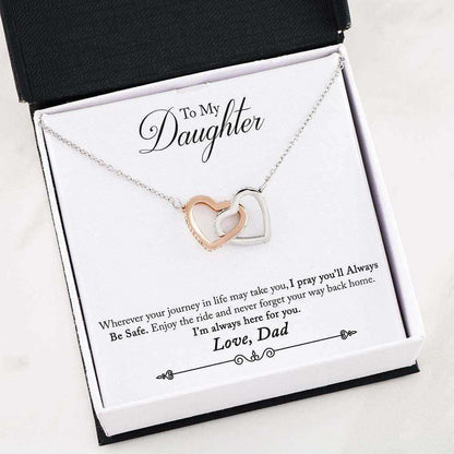 Daughter Necklace, Dad To Daughter Necklace Gift, Always Be Safe Inseparable Necklace Message Card Dughter's Day Rakva