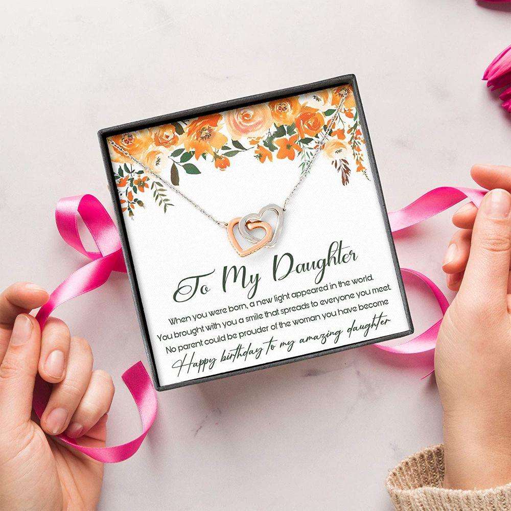 Daughter Necklace, Daughter Birthday Gift Necklace “ Interlocking Hearts Necklace With Gift Box Dughter's Day Rakva