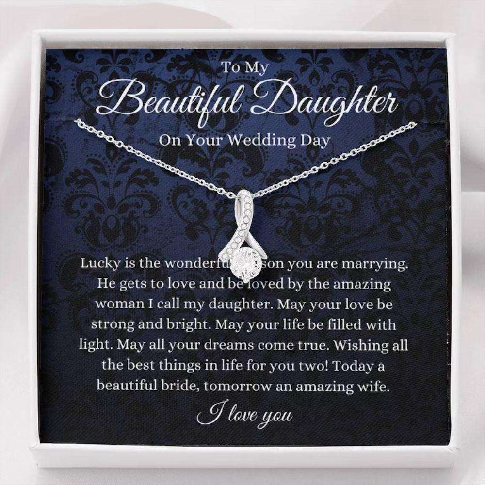 Daughter Necklace, Daughter Wedding Day Necklace Gift From Mom/Dad, Mother To Bride Gift Dughter's Day Rakva
