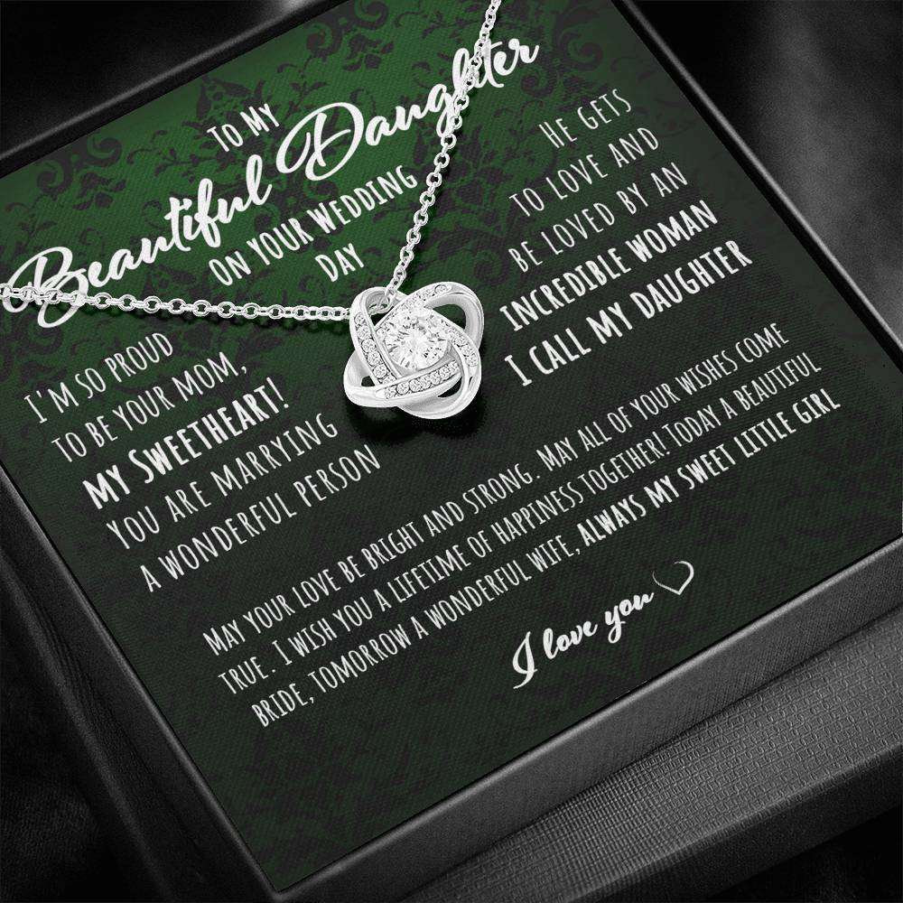Daughter Necklace, Gift For Bride From Her Mom Love Knot Necklace Dughter's Day Rakva