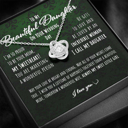 Daughter Necklace, Gift For Bride From Her Mom Love Knot Necklace Dughter's Day Rakva